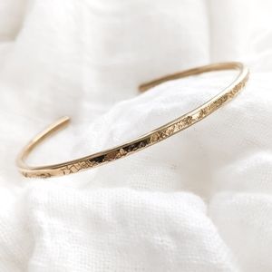 Stardust Cuff Bracelet - Handcrafted Hammered Raw Brass Open Bangle